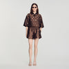 Saturne Distressed Rhinestone Shorts Brown