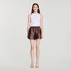 Saturne Distressed Rhinestone Shorts Brown