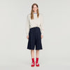 Mateus Long Pleated Wool Shorts Navy Blue