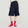 Mateus Long Pleated Wool Shorts Navy Blue