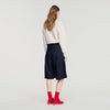 Mateus Long Pleated Wool Shorts Navy Blue