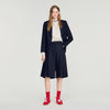 Mateus Long Pleated Wool Shorts Navy Blue