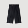 Mateus Long Pleated Wool Shorts Navy Blue