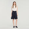 Fennelisse Long High-Waisted Pleated Shorts Black