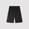 Fennelisse Long High-Waisted Pleated Shorts Black
