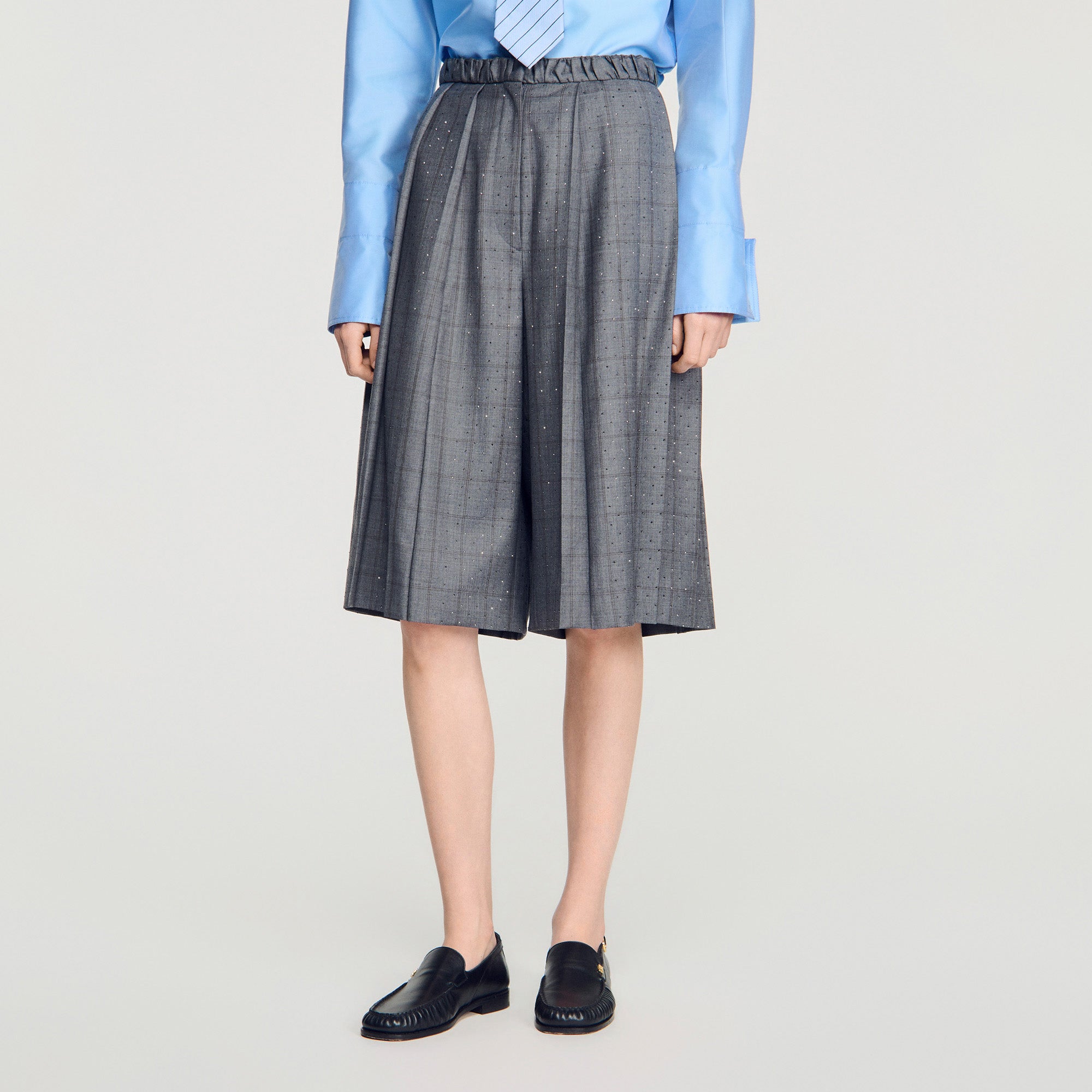 Nathan Check wool shorts Dark Grey