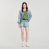 Solveig Denim shorts with leather detail Blue Jean
