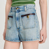 Solveig Denim shorts with leather detail Blue Jean