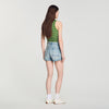 Solveig Denim shorts with leather detail Blue Jean