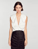 Satin-Effect Crop Top white