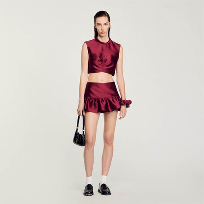 Satin Crop Top Bordeaux