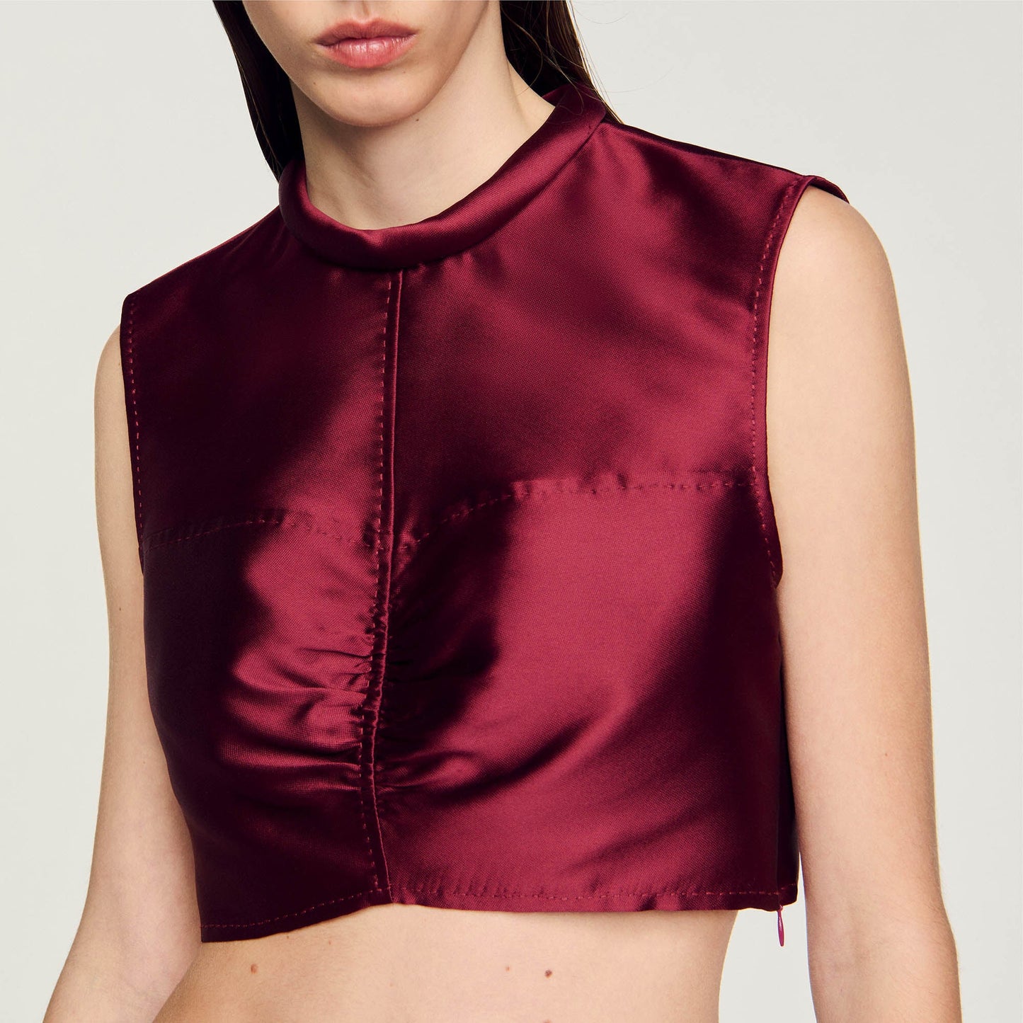 Satin Crop Top Bordeaux