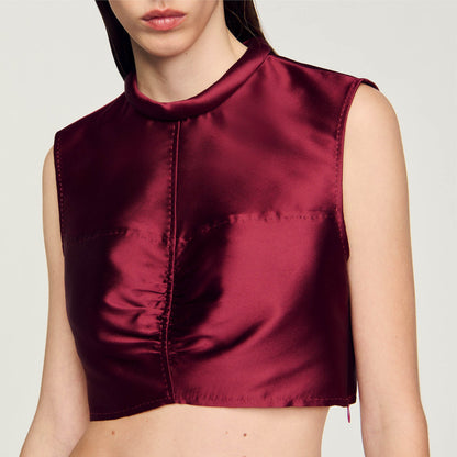 Satin Crop Top Bordeaux