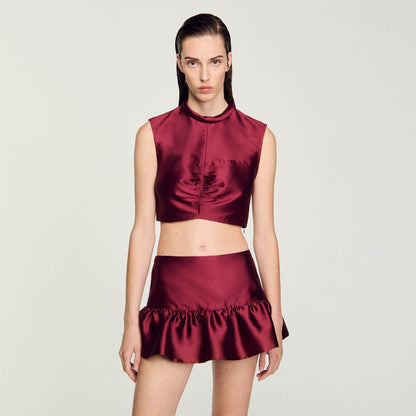 Satin Crop Top Bordeaux