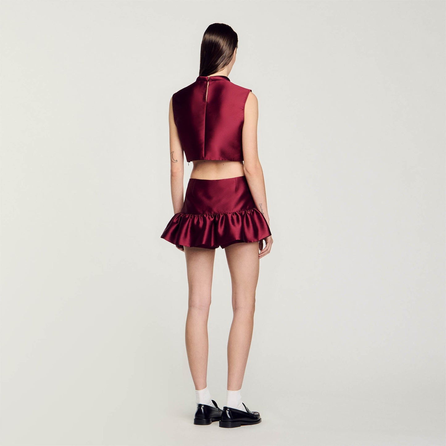 Satin Crop Top Bordeaux