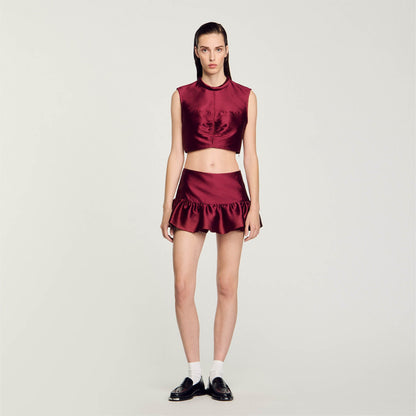 Satin Crop Top Bordeaux