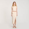 Ecru Knit Crop Top With Necklace