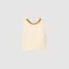 Ecru Knit Crop Top With Necklace