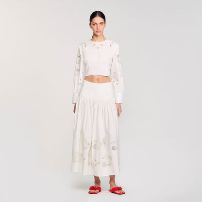 Donie Poplin Crop Top Ecru