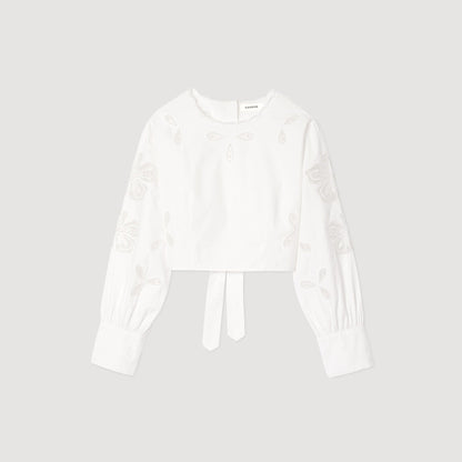 Donie Poplin Crop Top Ecru