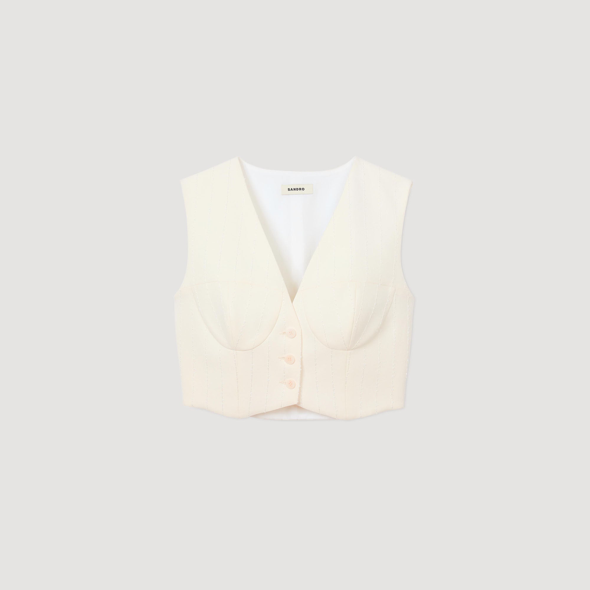 Sequin Cropped Jacket Ecru
