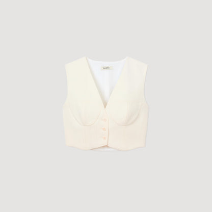 Sequin Cropped Jacket Ecru