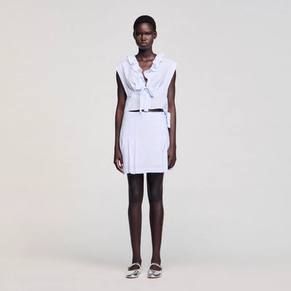 Noor Striped Crop Top Ciel / Blanc