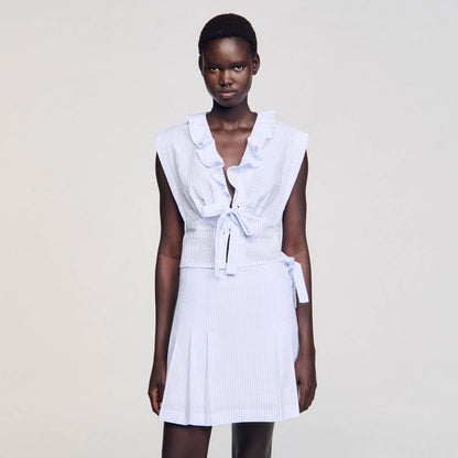 Noor Striped Crop Top Ciel / Blanc