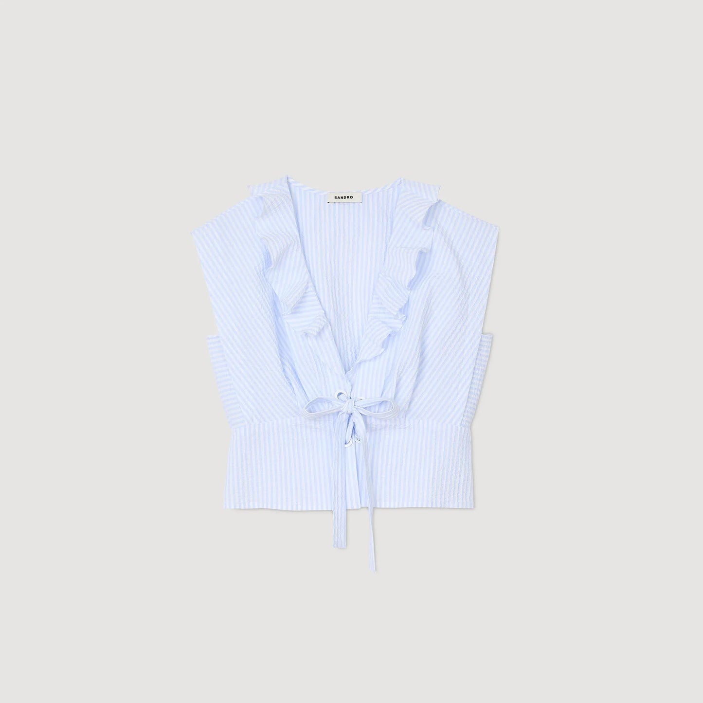 Noor Striped Crop Top Ciel / Blanc