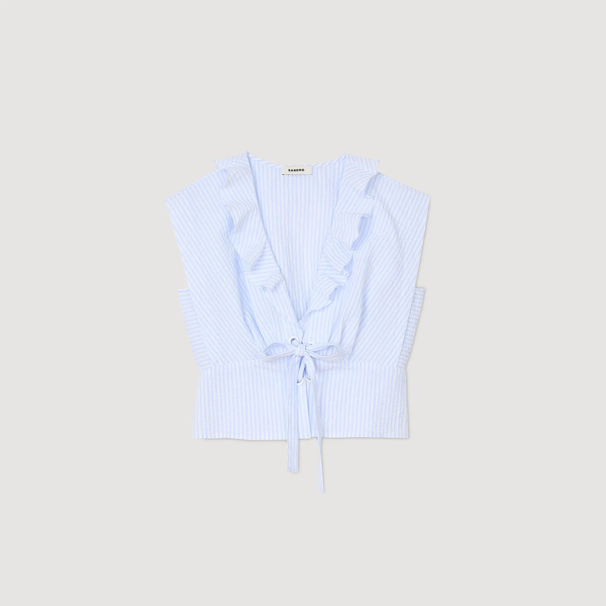 Noor Striped Crop Top Ciel / Blanc