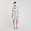 Azur Rhinestone Ruffle Top Sky Blue