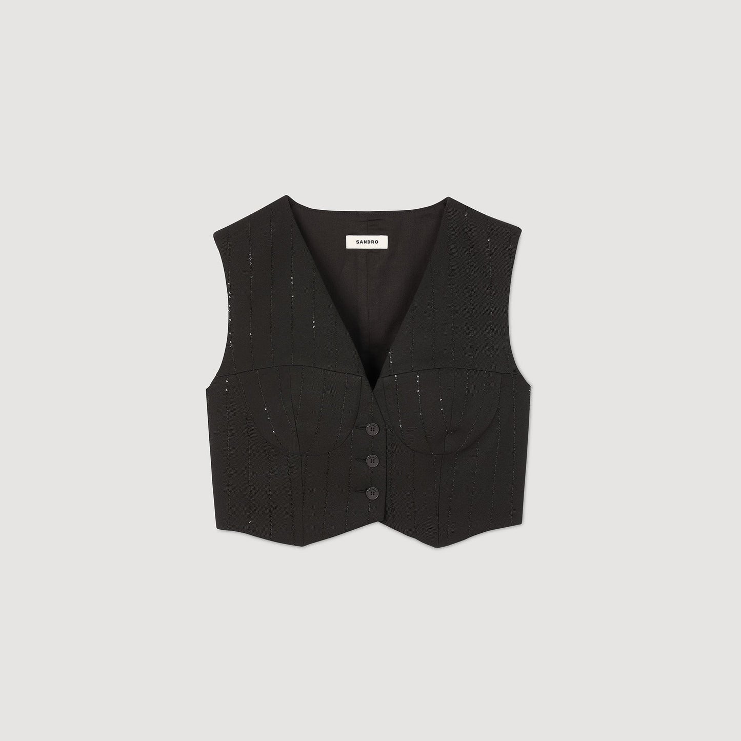Sequin Cropped Jacket Black