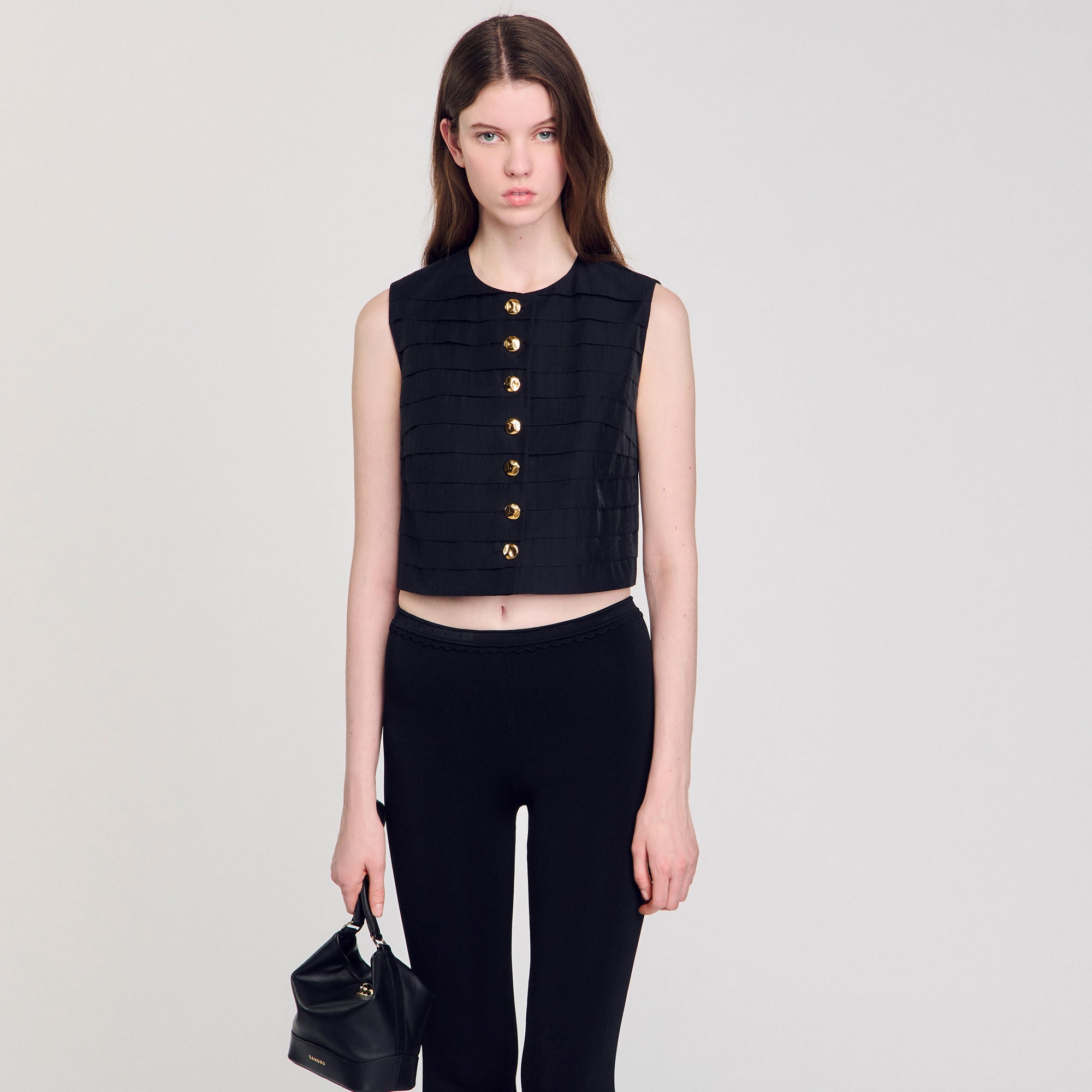 Eilat Pleated Crop Top Black