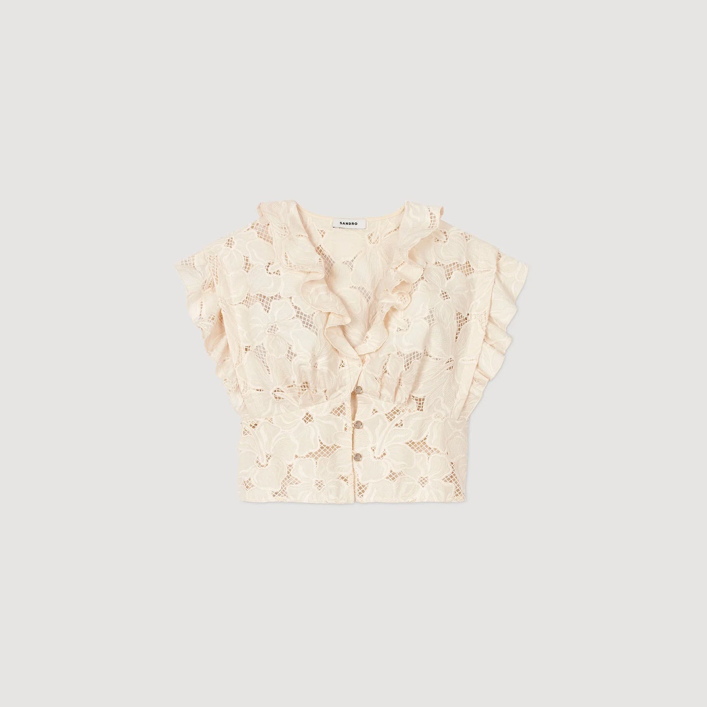 Orli Embroidered Crop Top Ecru