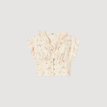 Orli Embroidered Crop Top Ecru