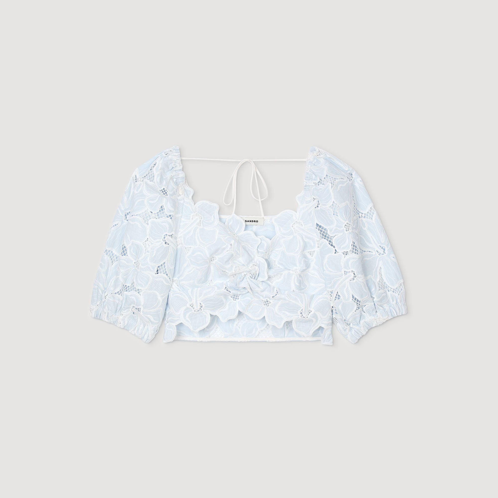 Roseraie Guipure Lace Top Sky Blue