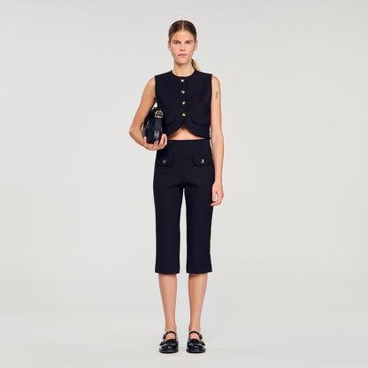 Buttoned Crop Top Black