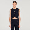 Buttoned Crop Top Black