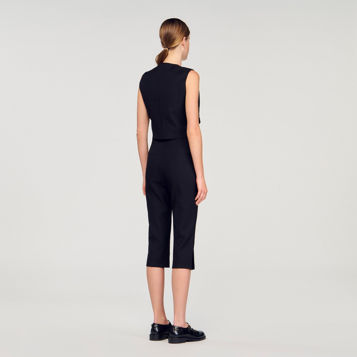 Buttoned Crop Top Black