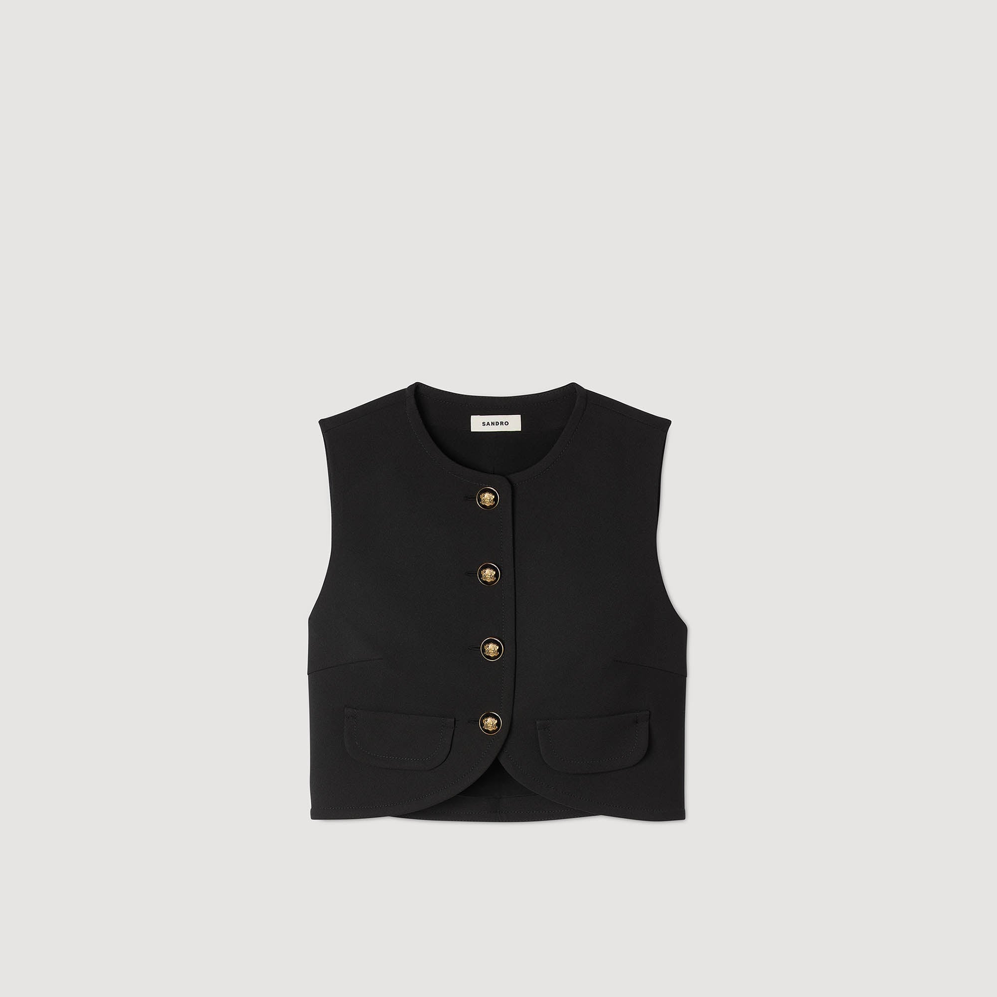 Buttoned Crop Top Black