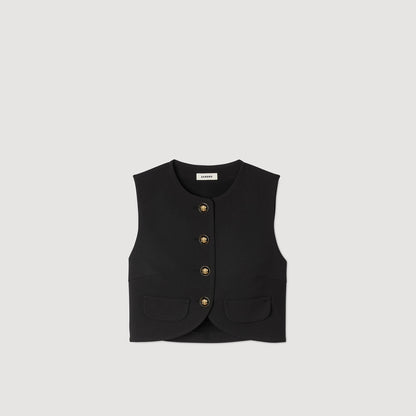 Buttoned Crop Top Black