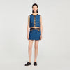 Portland Denim And Leather Top Dark Blue