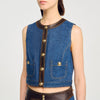 Portland Denim And Leather Top Dark Blue