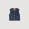 Portland Denim And Leather Top Dark Blue