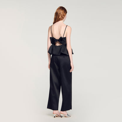Azelie Ruffled Crop Top Black