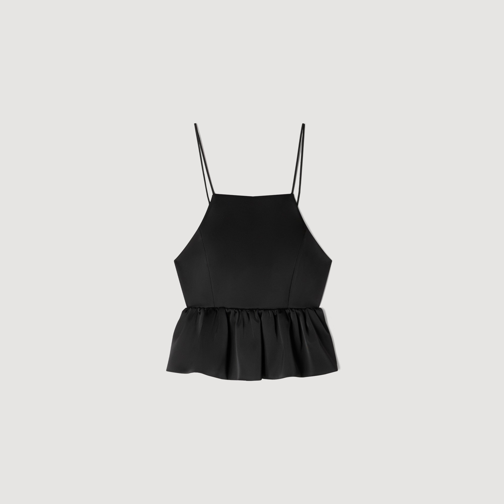 Azelie Ruffled Crop Top Black