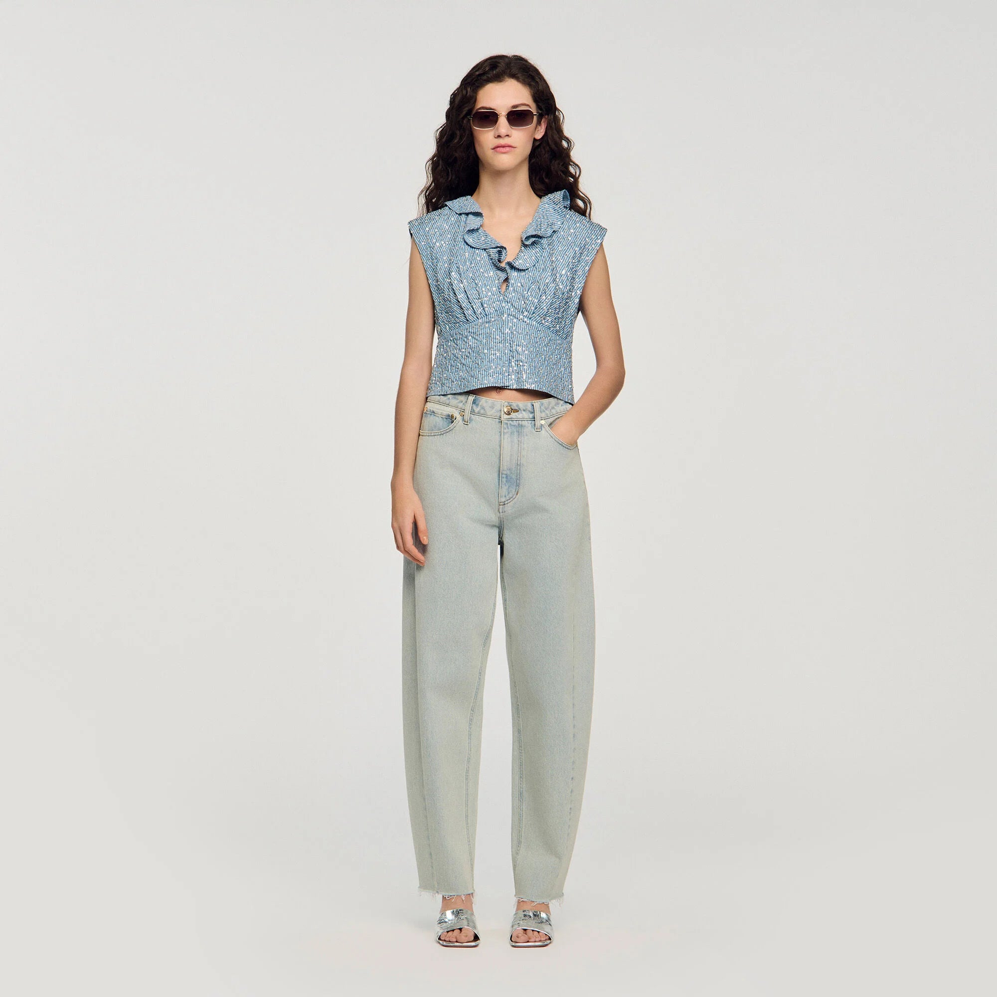 Iseo Sequin Top Blue