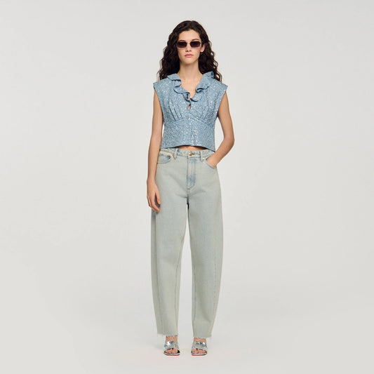 Iseo Sequin Top Blue
