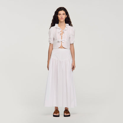 Aleo Ruffled Crop Top White