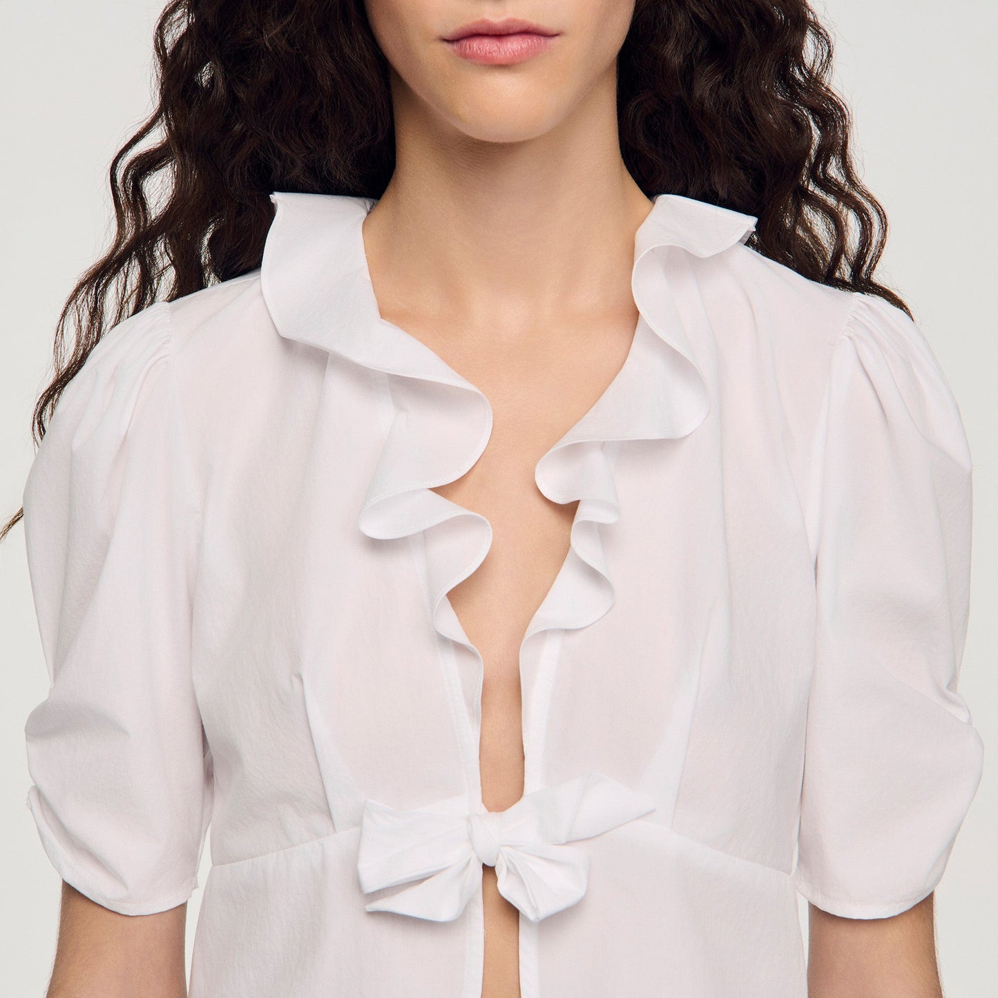 Aleo Ruffled Crop Top White
